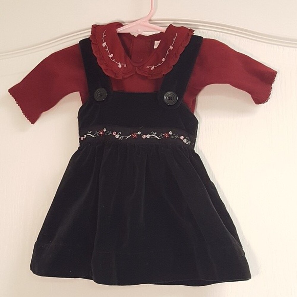 Lullaby Club Black Velvet Red Shirt Dress